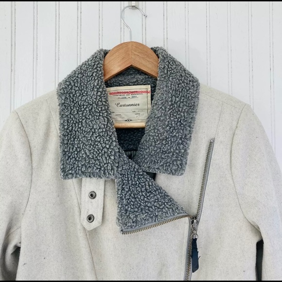 Anthropologie Cartonnier Sherpa Wool Blend Moto - Picture 3 of 10